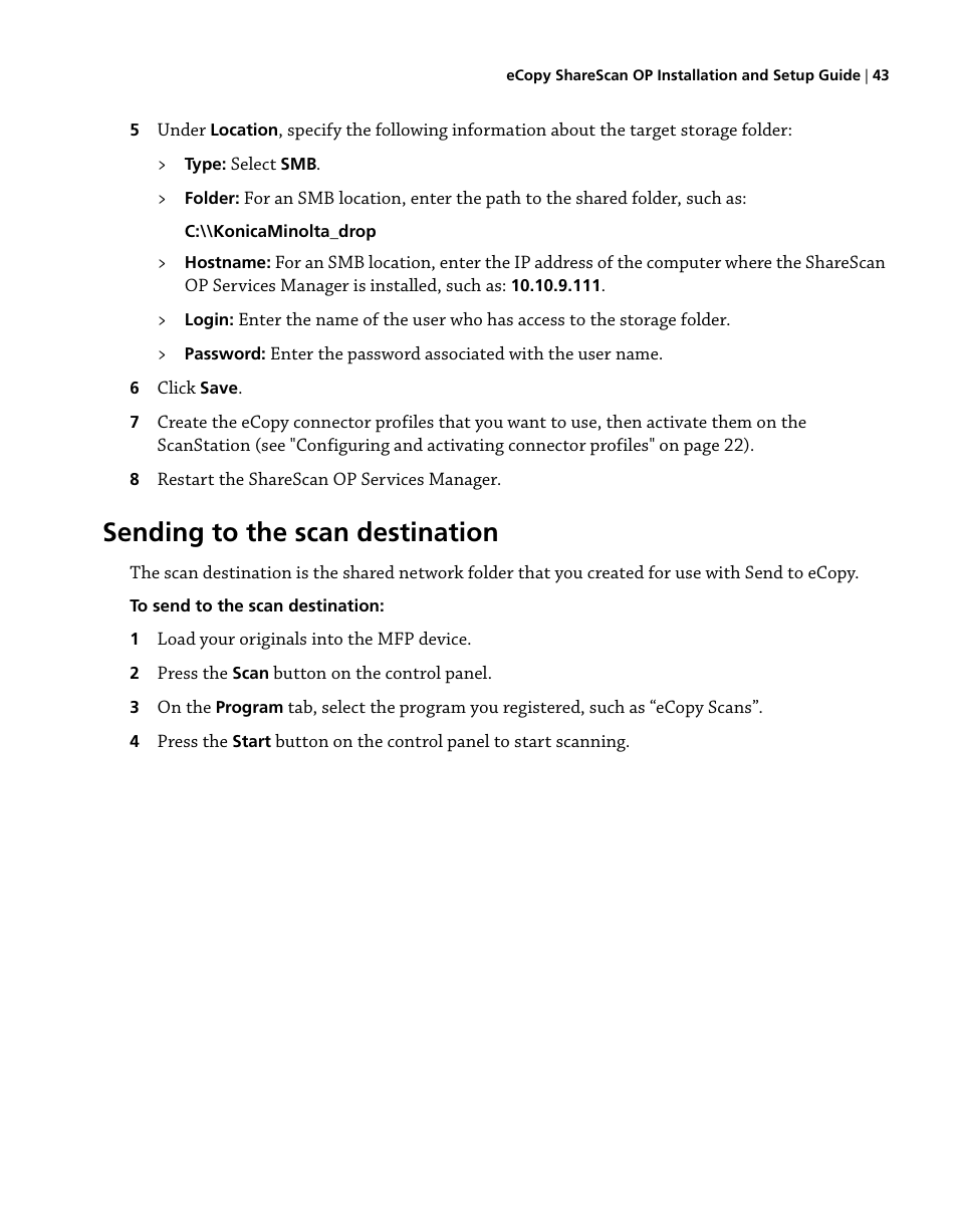 Sending to the scan destination | Konica Minolta eCopy User Manual | Page 51 / 224