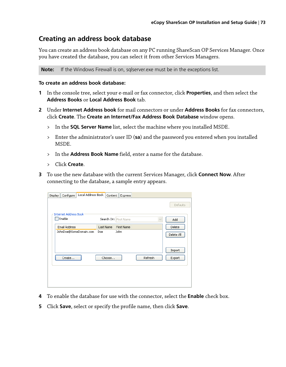 Creating an address book database | Konica Minolta eCopy User Manual | Page 81 / 224
