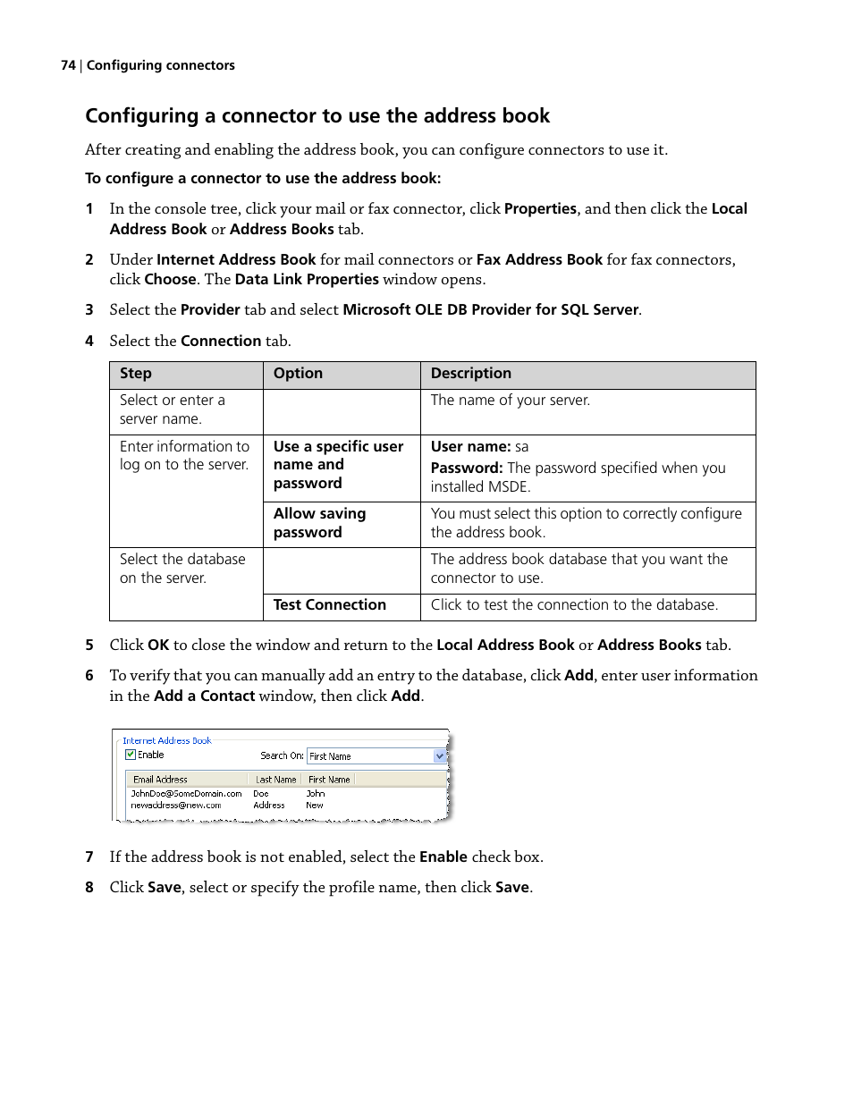 Configuring a connector to use the address book | Konica Minolta eCopy User Manual | Page 82 / 224