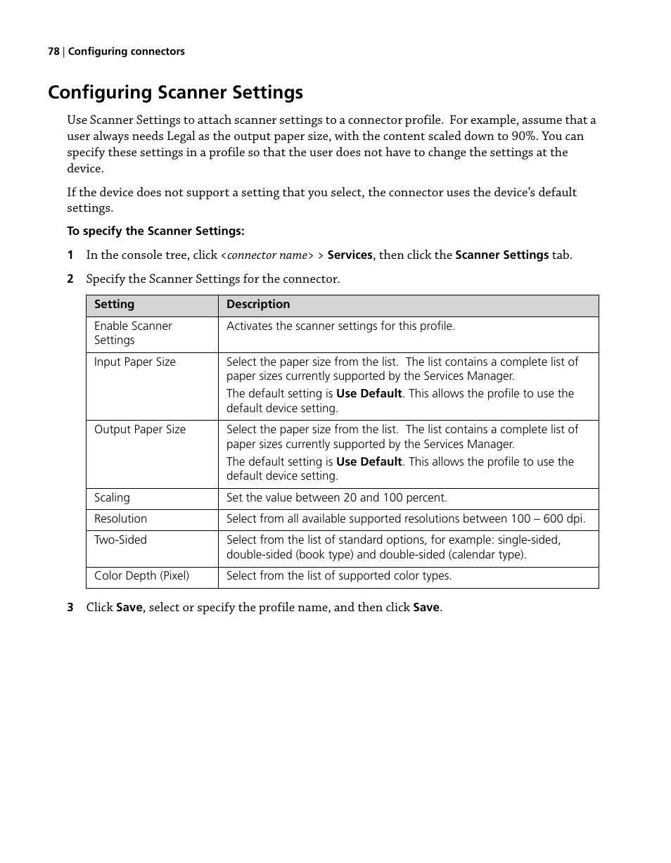 Configuring scanner settings | Konica Minolta eCopy User Manual | Page 86 / 224
