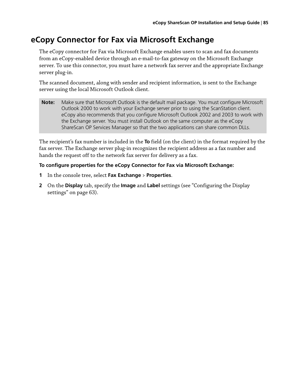 Ecopy connector for fax via microsoft exchange | Konica Minolta eCopy User Manual | Page 93 / 224