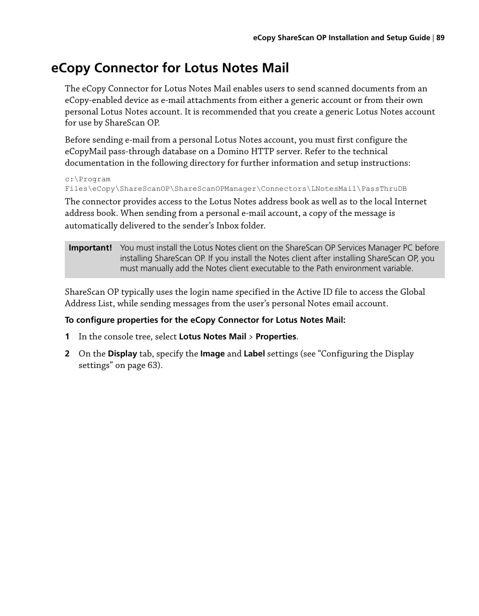 Ecopy connector for lotus notes mail | Konica Minolta eCopy User Manual | Page 97 / 224
