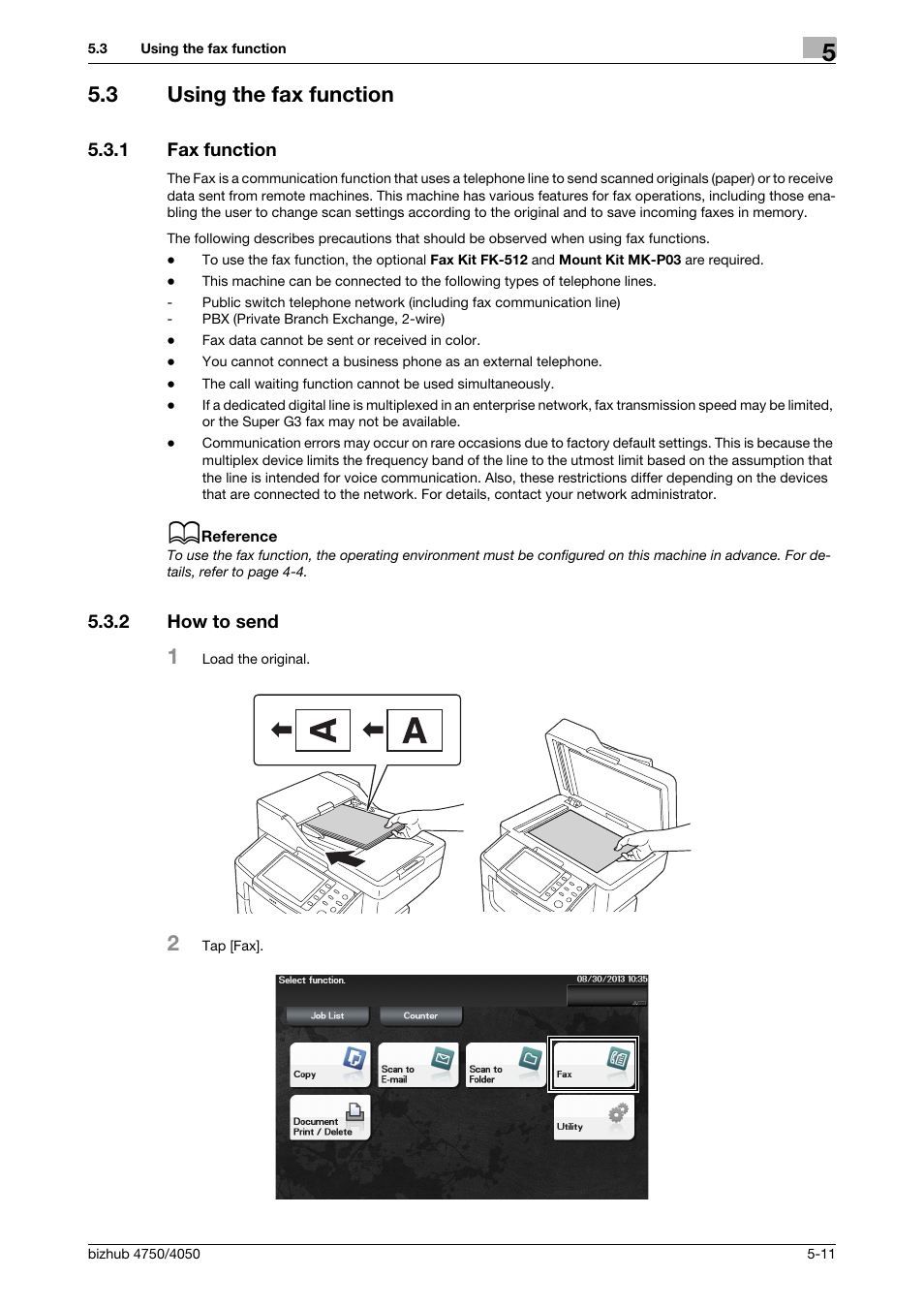 3 using the fax function, 1 fax function, 2 how to send | Using the fax function -11, Fax function -11, How to send -11 | Konica Minolta bizhub 4050 User Manual | Page 53 / 70