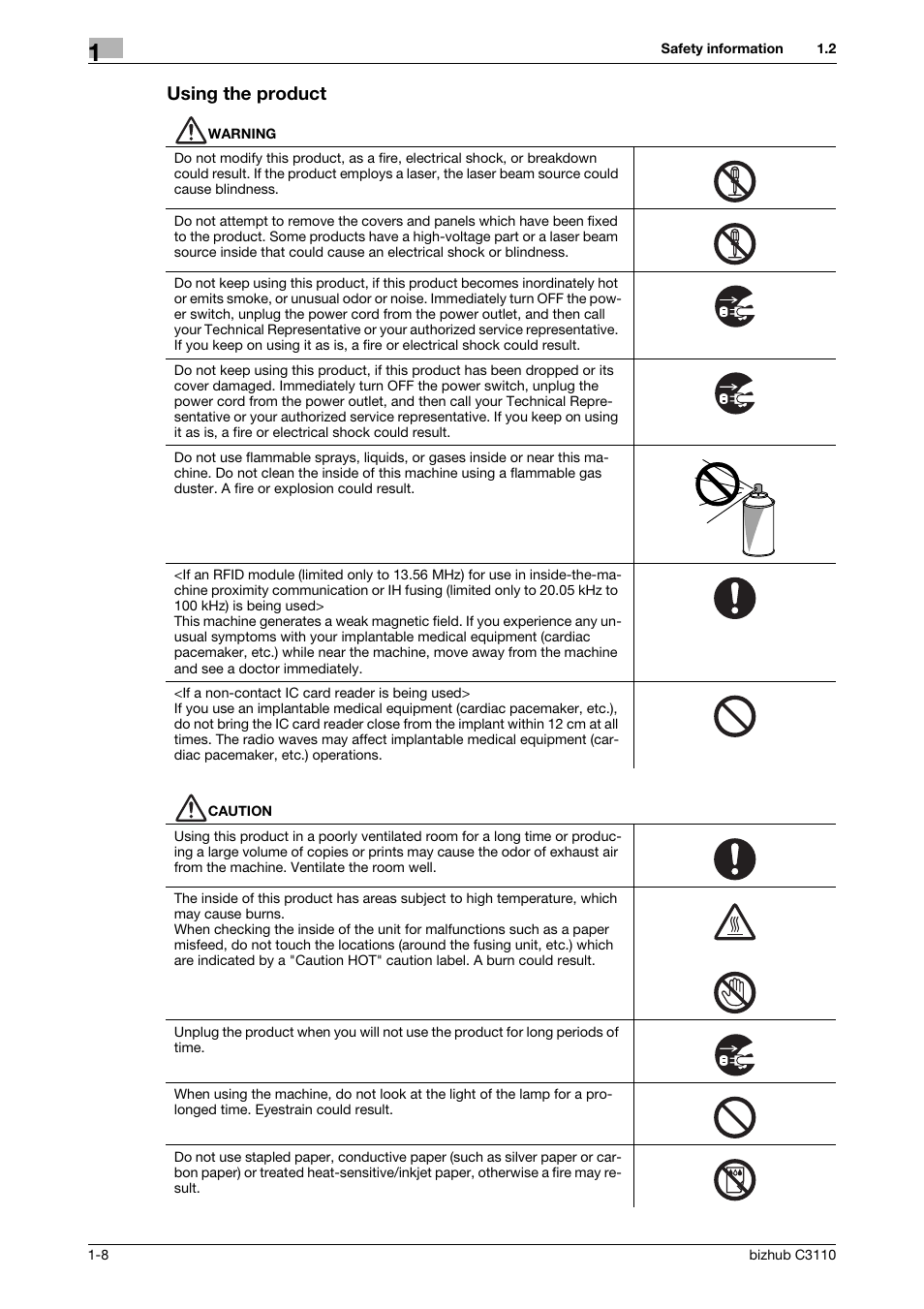 Using the product, Using the product -8 | Konica Minolta bizhub C3110 User Manual | Page 14 / 82