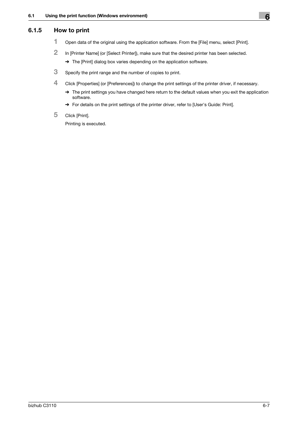 5 how to print, How to print -7 | Konica Minolta bizhub C3110 User Manual | Page 67 / 82