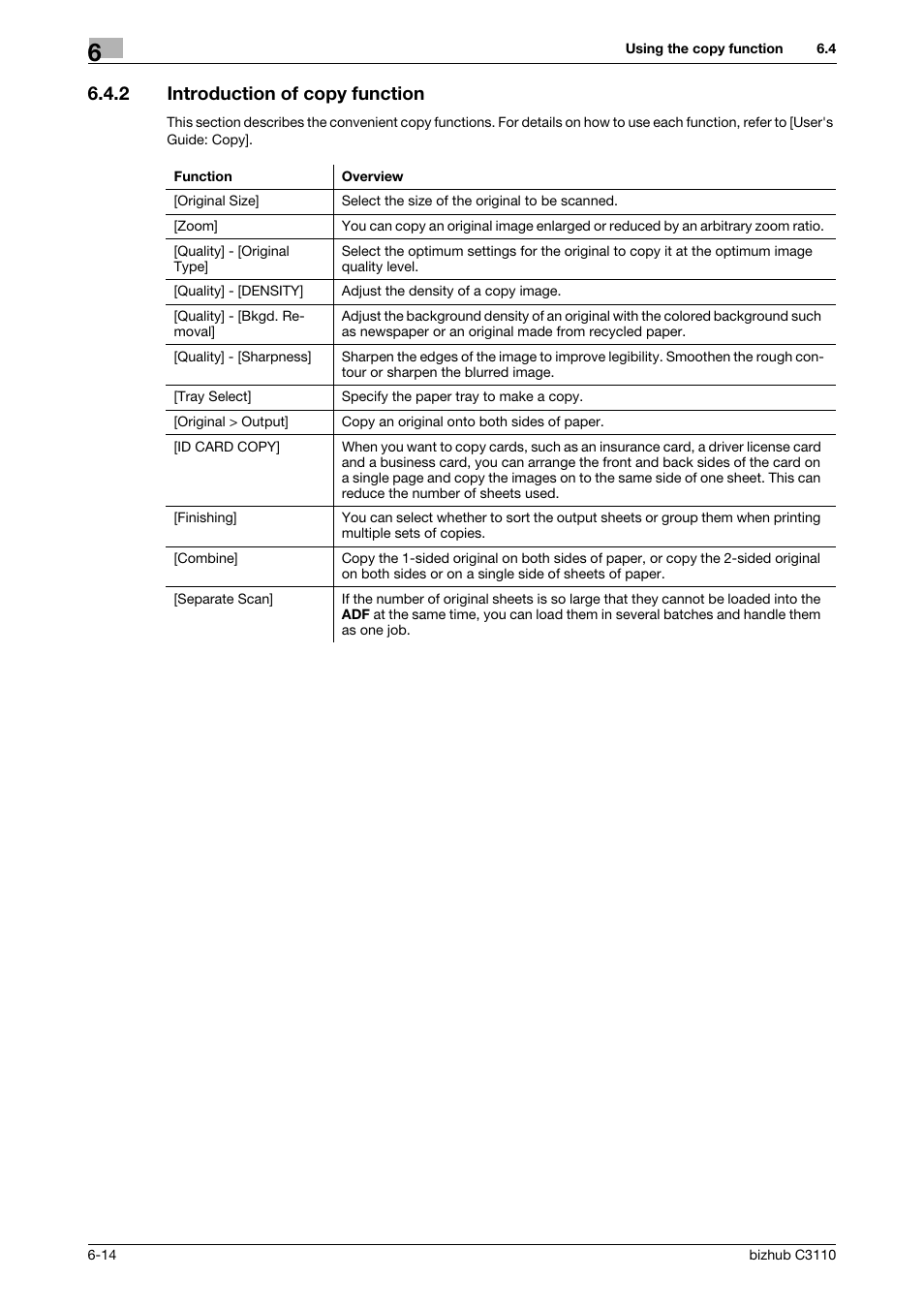 2 introduction of copy function, Introduction of copy function -14 | Konica Minolta bizhub C3110 User Manual | Page 74 / 82