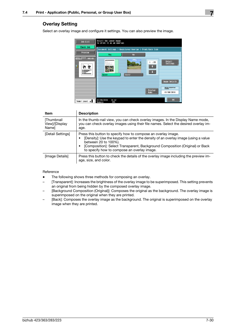 Overlay setting, Overlay setting -30 | Konica Minolta BIZHUB 223 User Manual | Page 138 / 302