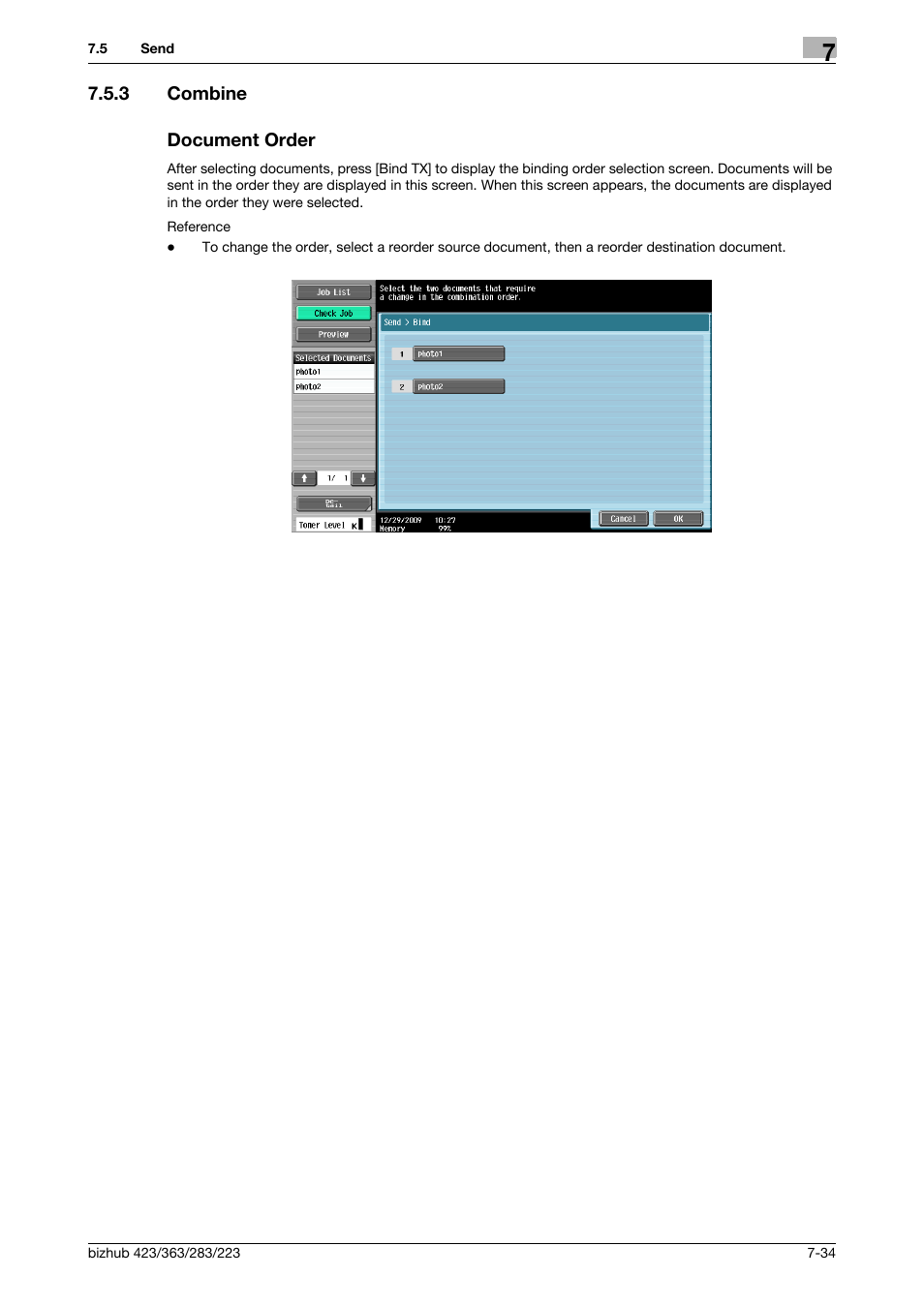 3 combine, Document order, Combine -34 document order -34 | Konica Minolta BIZHUB 223 User Manual | Page 142 / 302