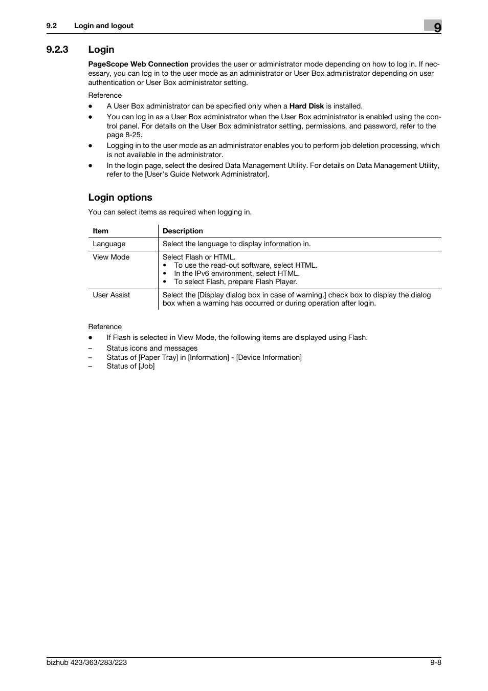 3 login, Login options, Login -8 login options -8 | Konica Minolta BIZHUB 223 User Manual | Page 253 / 302