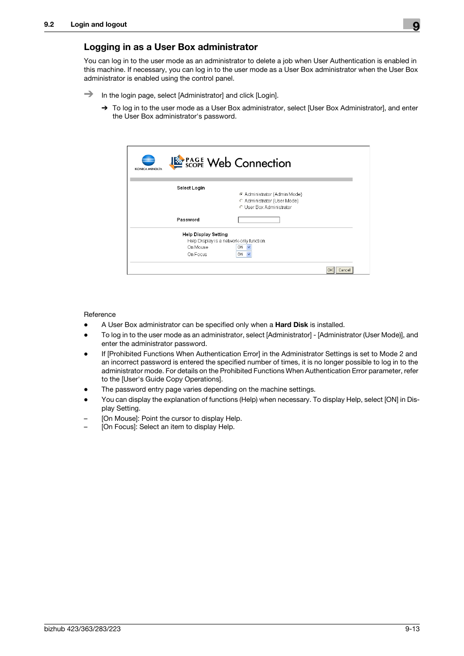 Logging in as a user box administrator, Logging in as a user box administrator -13 | Konica Minolta BIZHUB 223 User Manual | Page 258 / 302