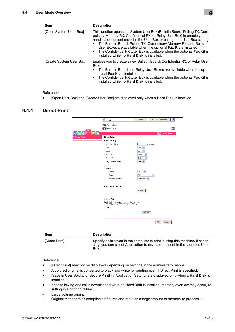 4 direct print, Direct print -18 | Konica Minolta BIZHUB 223 User Manual | Page 263 / 302