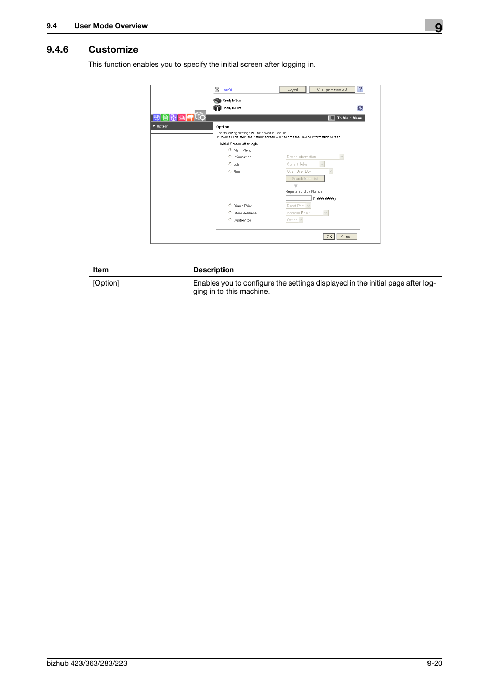 6 customize, Customize -20 | Konica Minolta BIZHUB 223 User Manual | Page 265 / 302