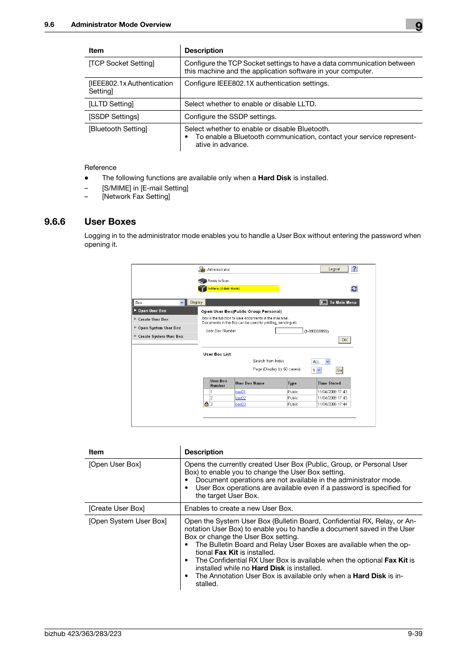 6 user boxes, User boxes -39 | Konica Minolta BIZHUB 223 User Manual | Page 284 / 302