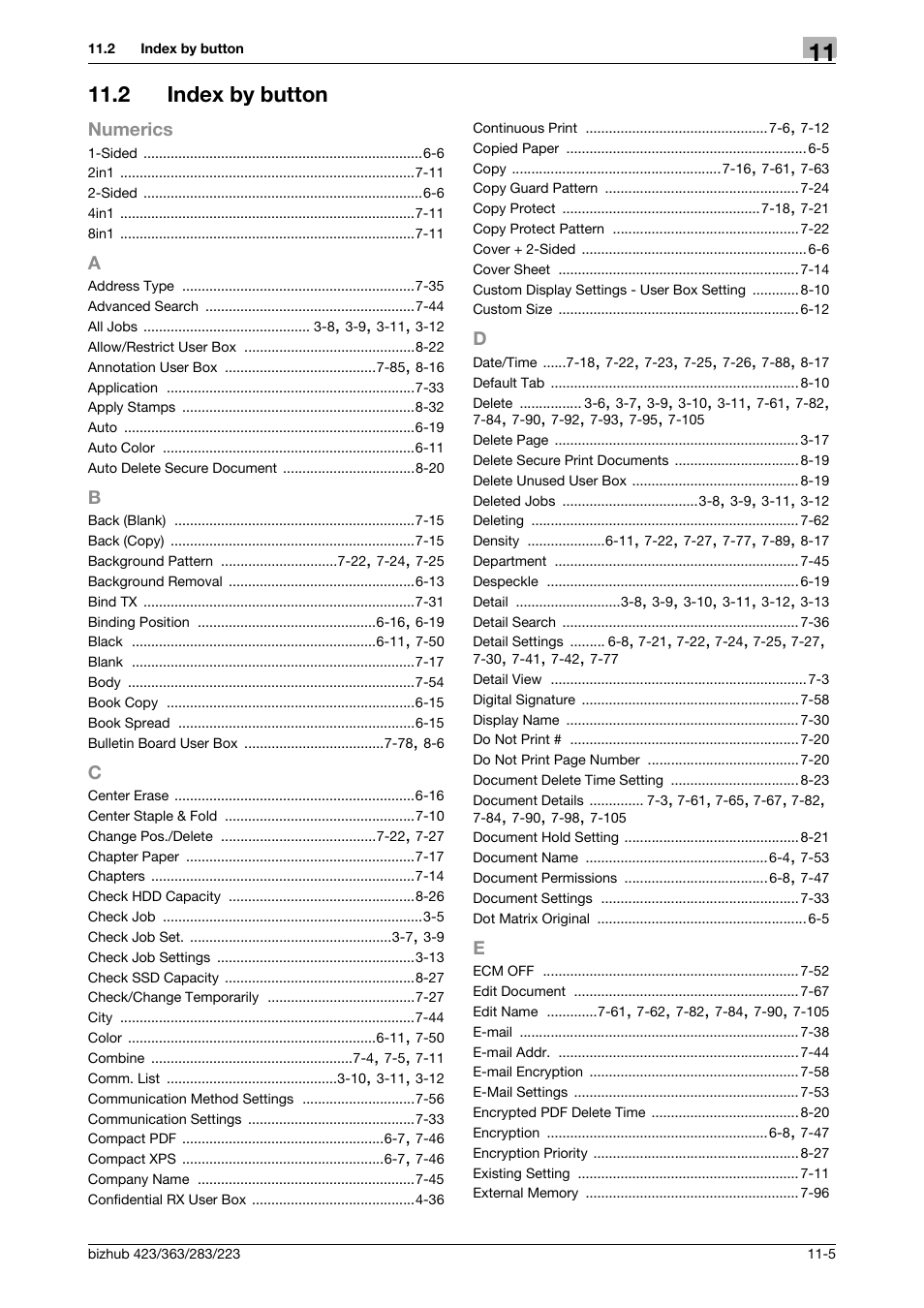 2 index by button, Index by button -5 | Konica Minolta BIZHUB 223 User Manual | Page 299 / 302