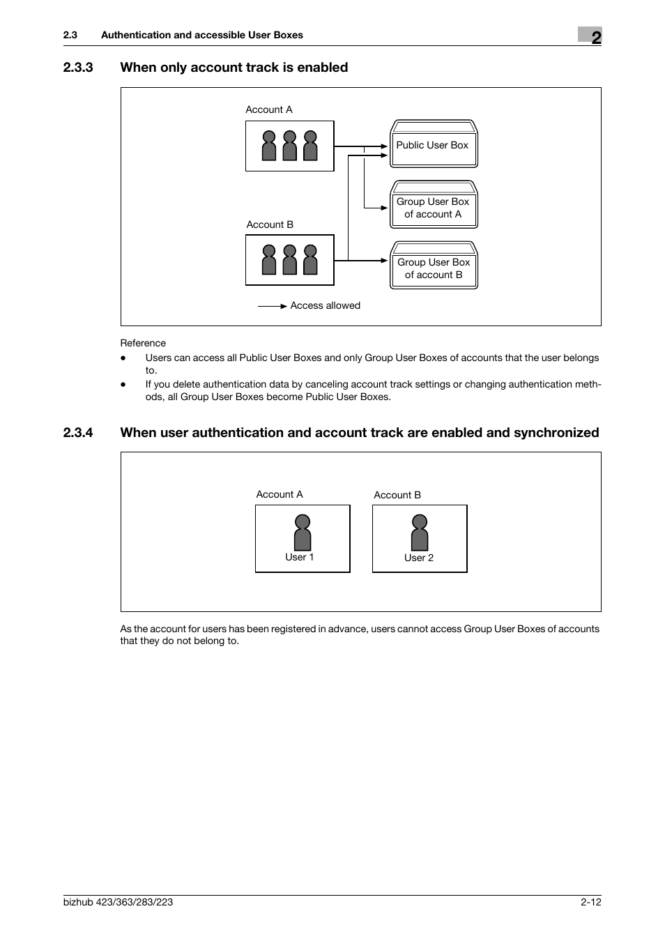 3 when only account track is enabled, When only account track is enabled -12 | Konica Minolta BIZHUB 223 User Manual | Page 30 / 302