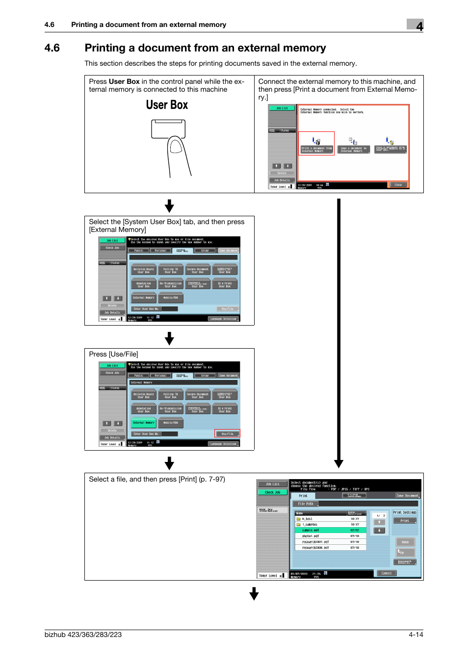 6 printing a document from an external memory, Printing a document from an external memory -14 | Konica Minolta BIZHUB 223 User Manual | Page 64 / 302