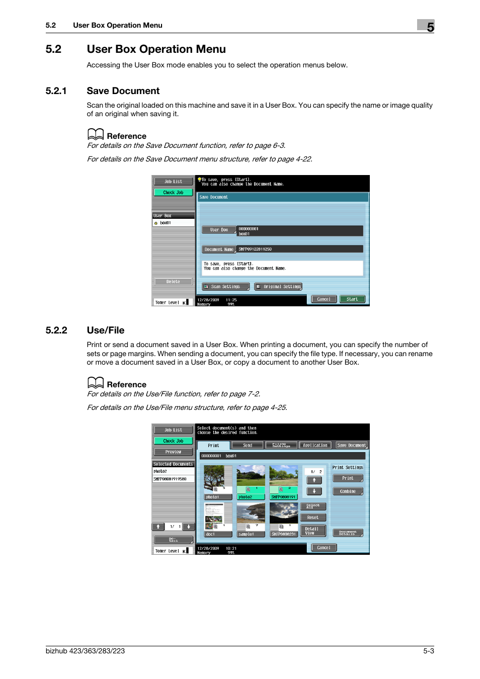 2 user box operation menu, 1 save document, 2 use/file | User box operation menu -3, Save document -3, Use/file -3 | Konica Minolta BIZHUB 223 User Manual | Page 89 / 302