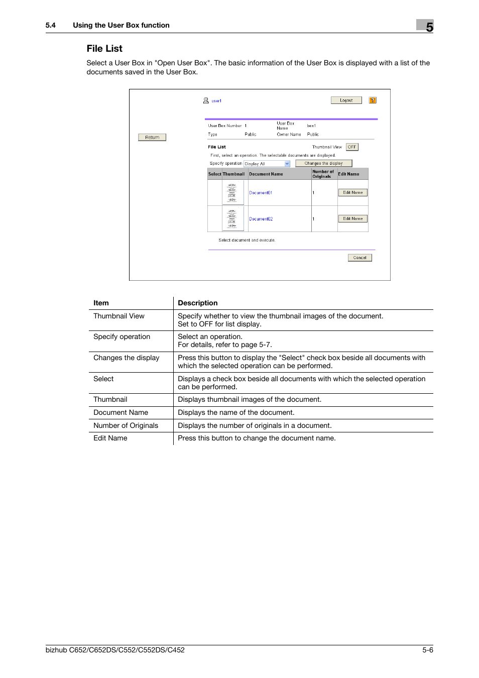 File list, File list -6 | Konica Minolta BIZHUB C652DS User Manual | Page 46 / 110