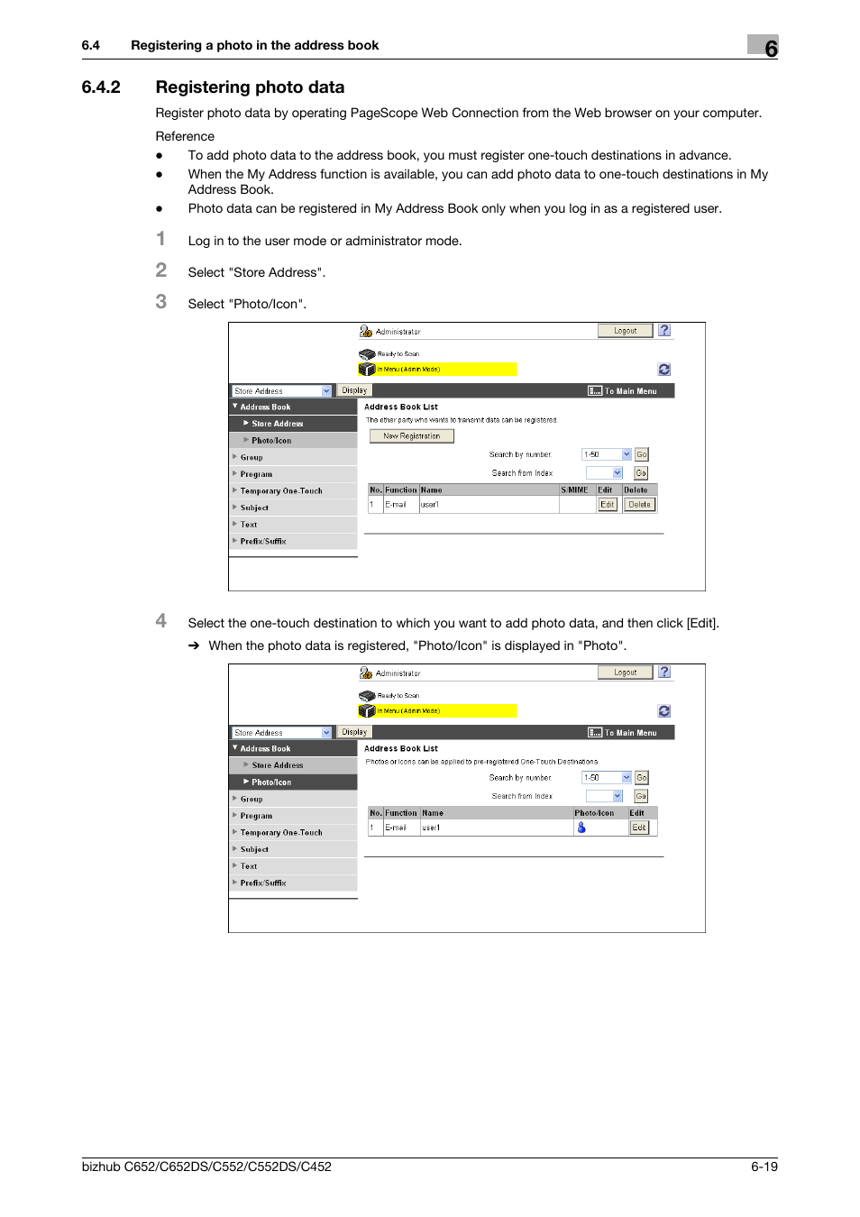 2 registering photo data, Registering photo data -19 | Konica Minolta BIZHUB C652DS User Manual | Page 69 / 110