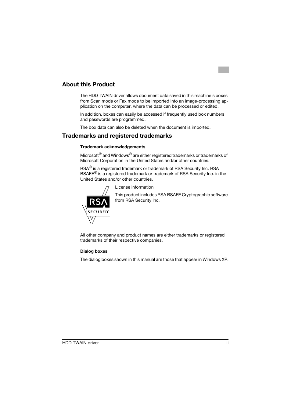 About this product, Trademarks and registered trademarks | Konica Minolta bizhub PRO 1200P User Manual | Page 3 / 31