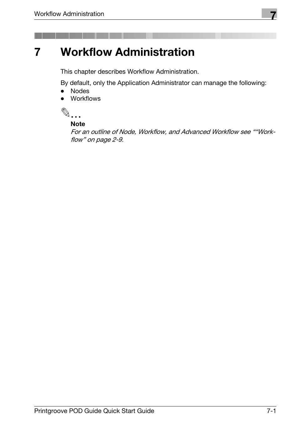 7 workflow administration, Workflow administration, 7workflow administration | Konica Minolta Printgroove User Manual | Page 100 / 114