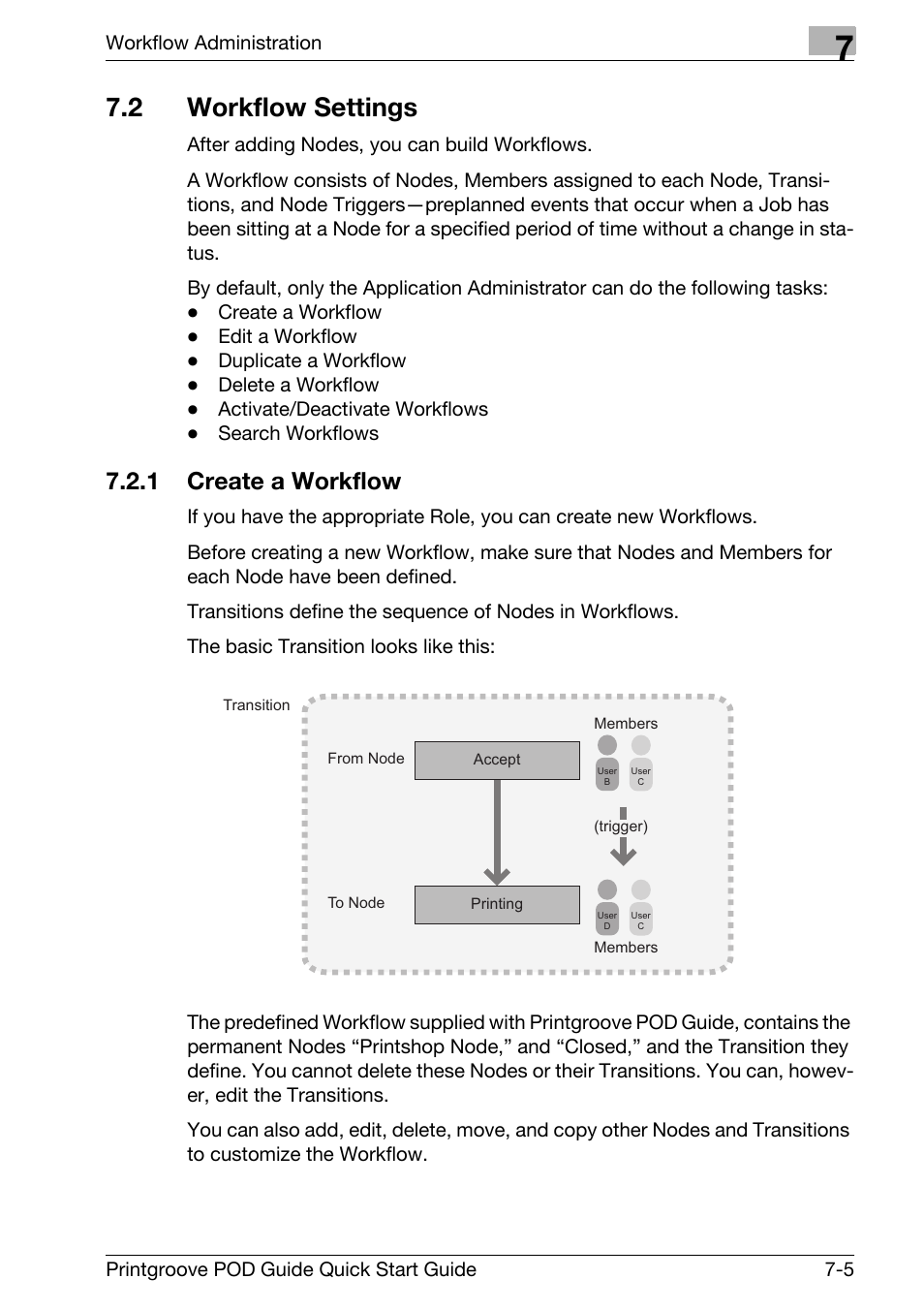 2 workflow settings, Workflow settings -5, Create a workflow -5 | 1 create a workflow | Konica Minolta Printgroove User Manual | Page 104 / 114