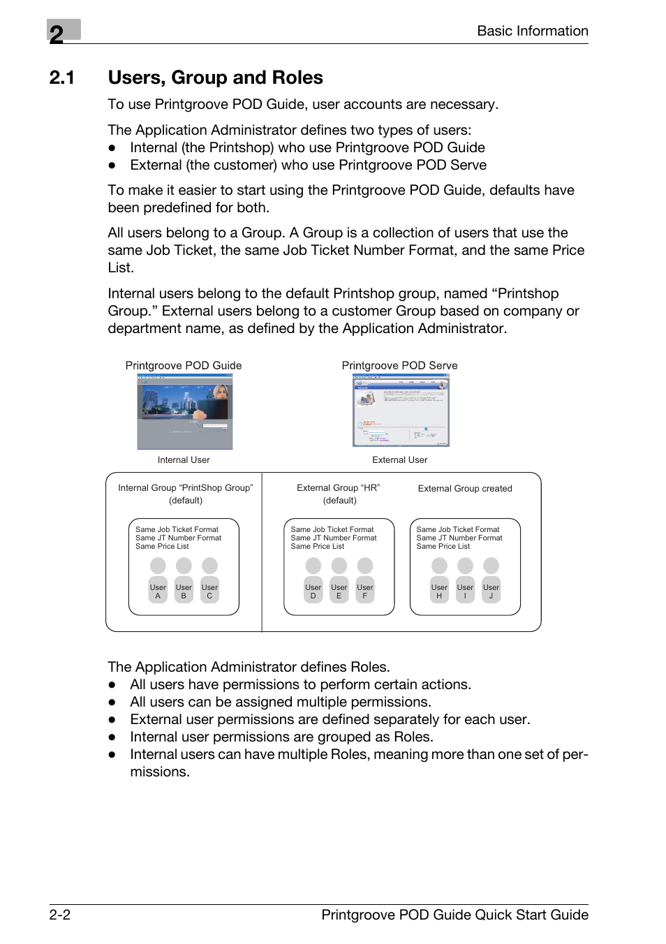 1 users, group and roles, Users, group and roles -2 | Konica Minolta Printgroove User Manual | Page 17 / 114