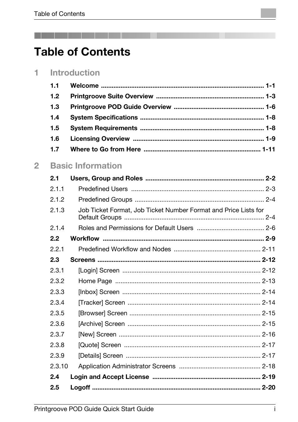 Konica Minolta Printgroove User Manual | Page 2 / 114