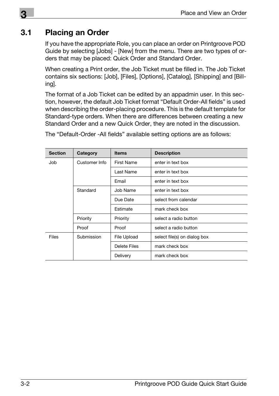 1 placing an order, Placing an order -2 | Konica Minolta Printgroove User Manual | Page 37 / 114