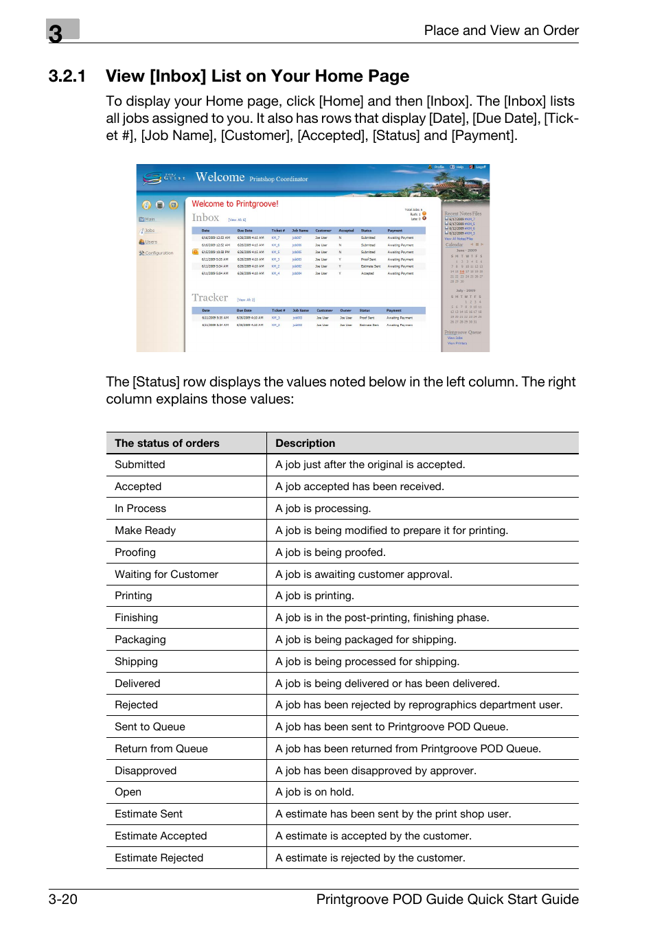 1 view [inbox] list on your home page | Konica Minolta Printgroove User Manual | Page 55 / 114