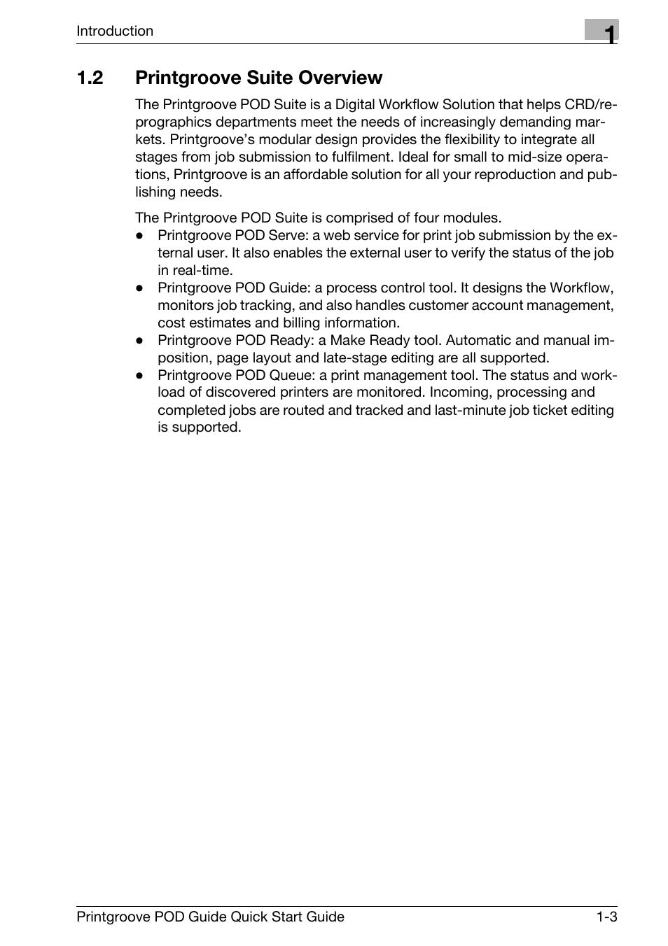 2 printgroove suite overview, Printgroove suite overview -3 | Konica Minolta Printgroove User Manual | Page 6 / 114