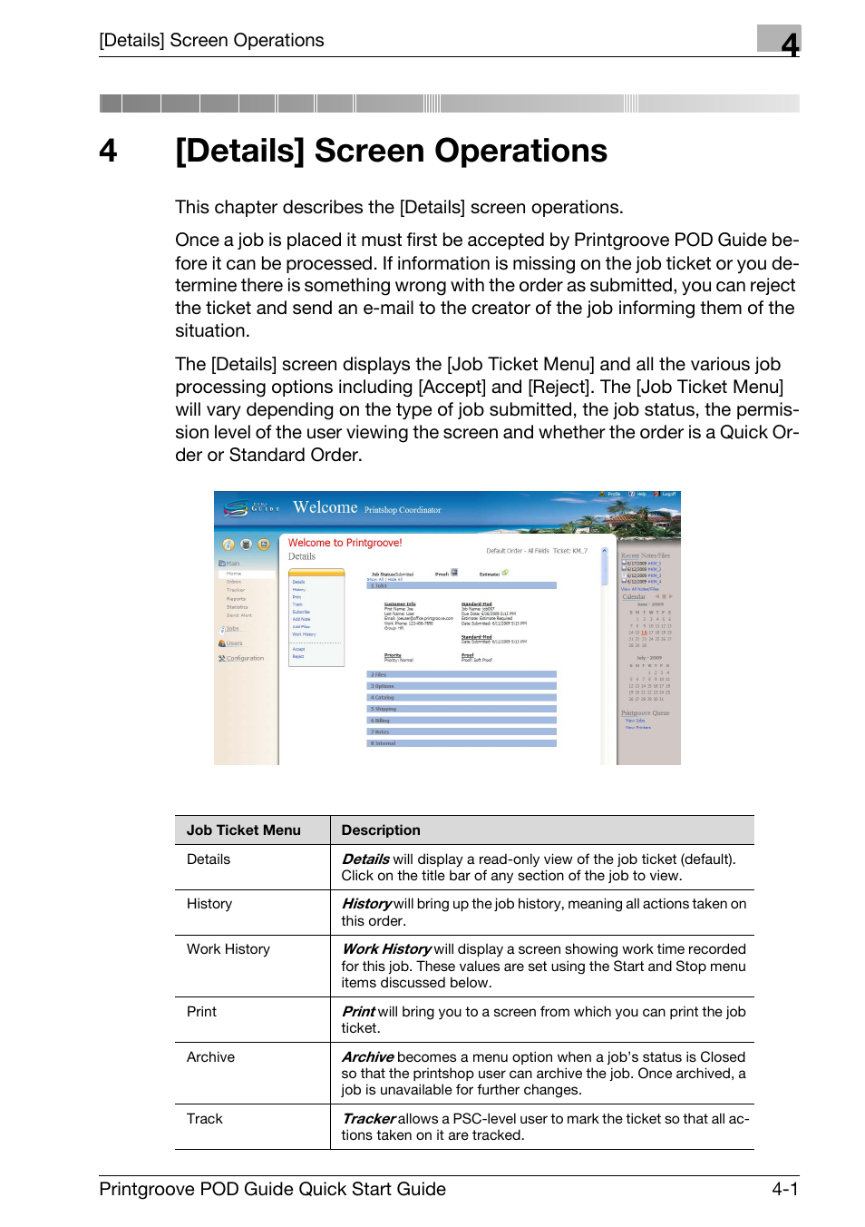 4 [details] screen operations, Details] screen operations, 4[details] screen operations | Konica Minolta Printgroove User Manual | Page 62 / 114