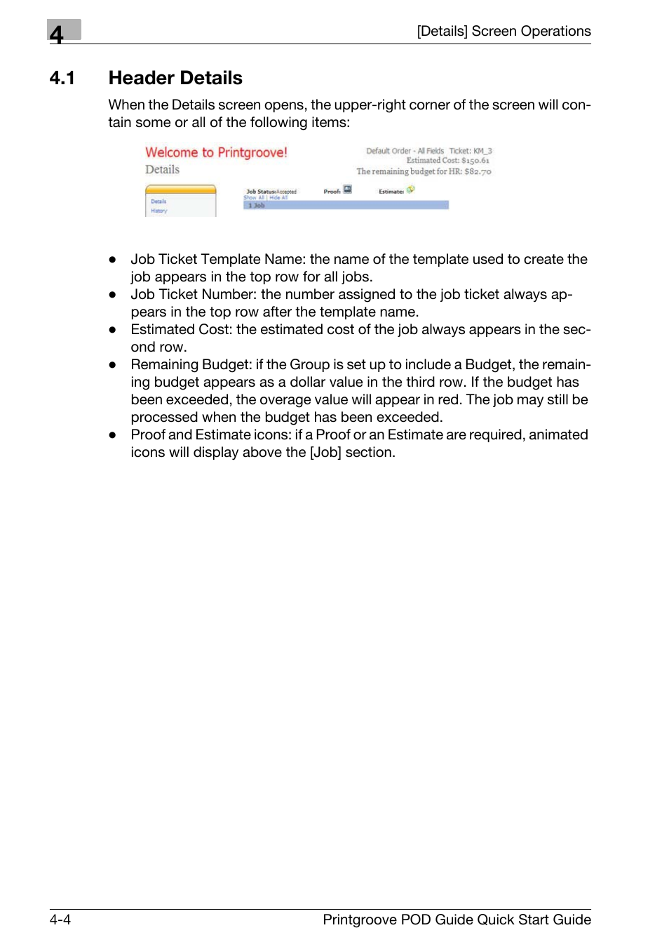 1 header details, Header details -4 | Konica Minolta Printgroove User Manual | Page 65 / 114