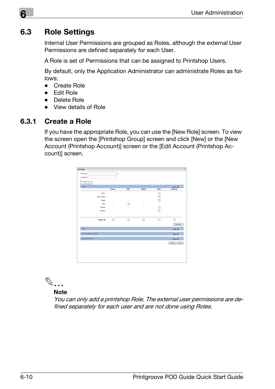 3 role settings, Role settings -10, Create a role -10 | Konica Minolta Printgroove User Manual | Page 85 / 114