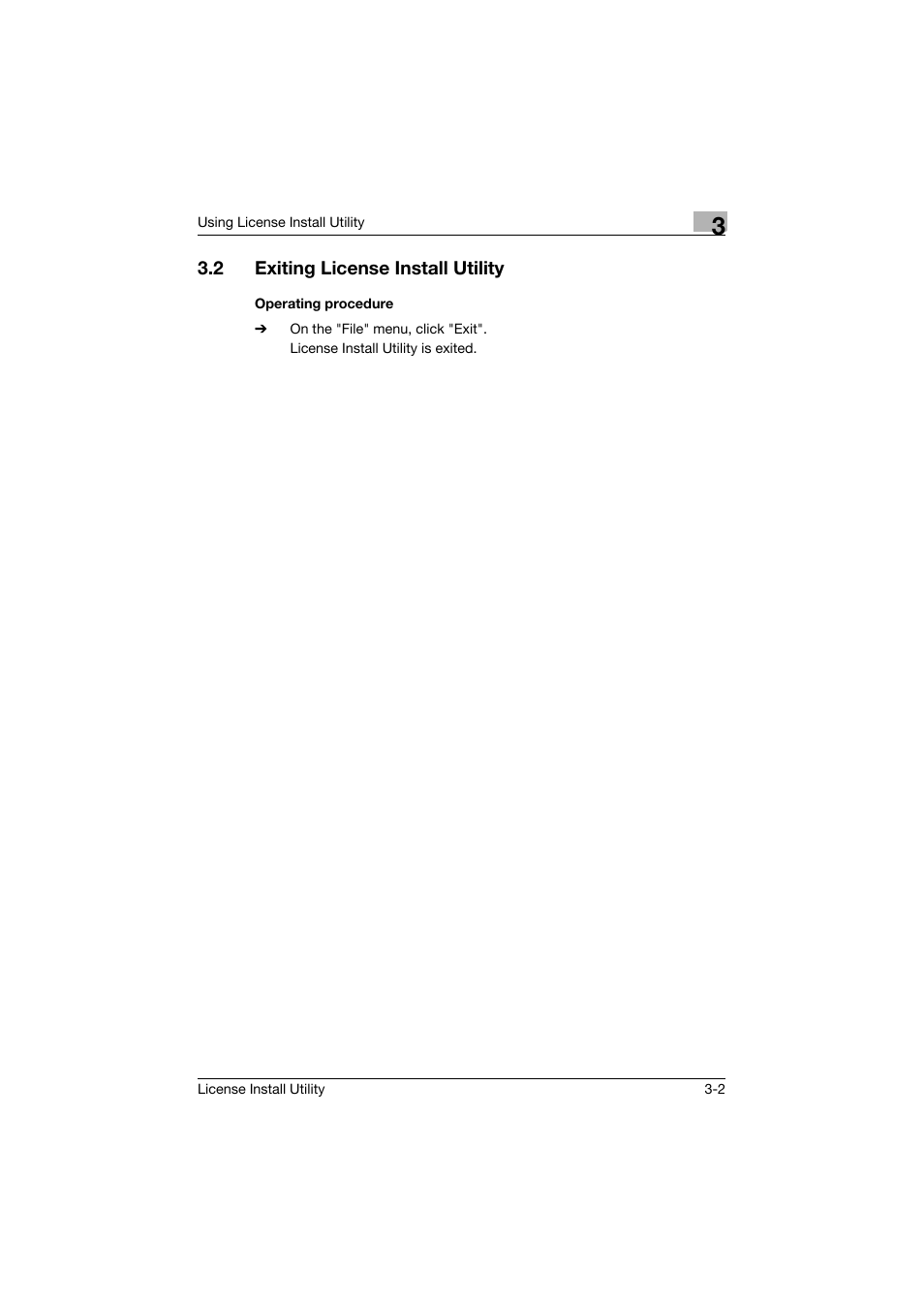 2 exiting license install utility, Operating procedure, Exiting license install utility -2 | Operating procedure -2 | Konica Minolta bizhub C754 User Manual | Page 10 / 42