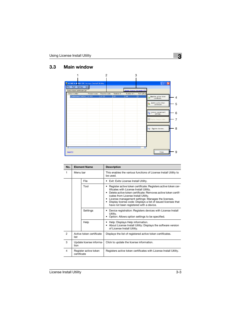 3 main window, Main window -3 | Konica Minolta bizhub C754 User Manual | Page 11 / 42