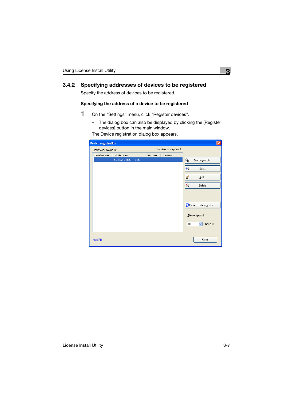 2 specifying addresses of devices to be registered | Konica Minolta bizhub C754 User Manual | Page 15 / 42