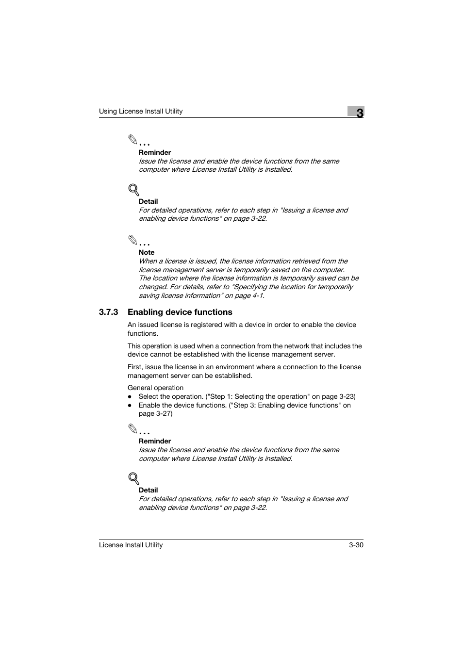 3 enabling device functions, Enabling device functions -30 | Konica Minolta bizhub C754 User Manual | Page 38 / 42