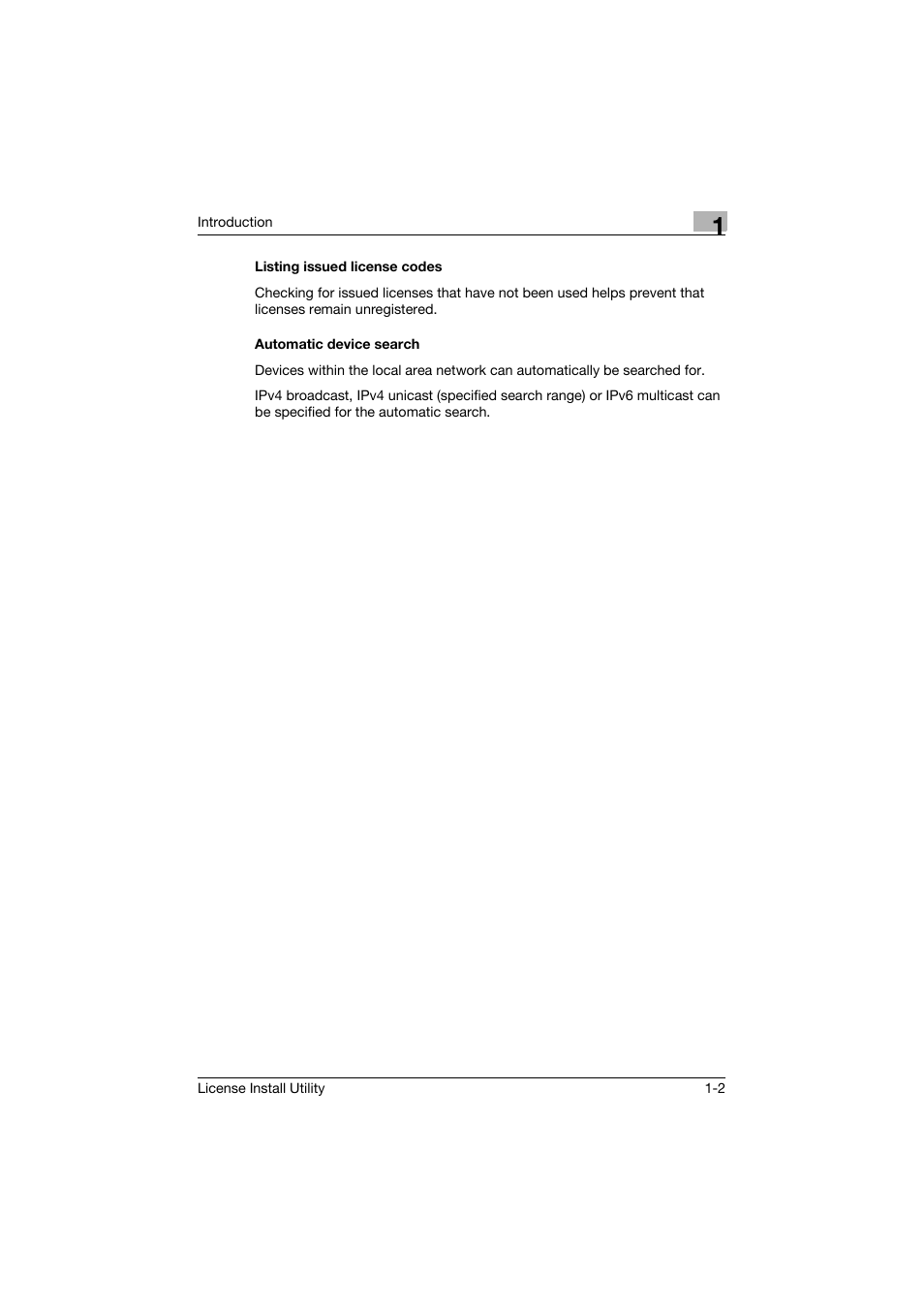 Listing issued license codes, Automatic device search | Konica Minolta bizhub C754 User Manual | Page 6 / 42