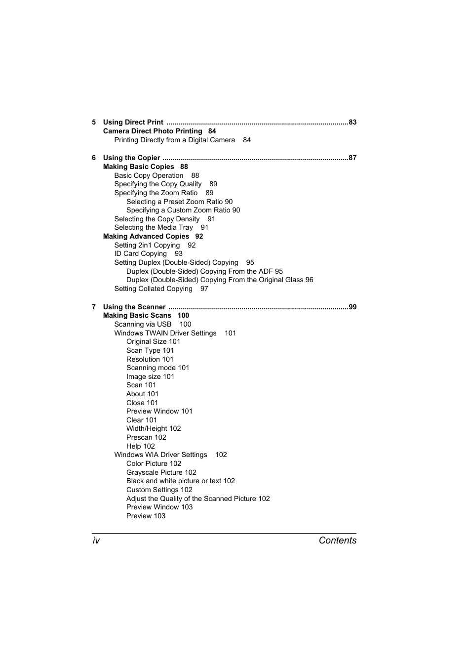 Contents iv | Konica Minolta bizhub C10X User Manual | Page 10 / 236