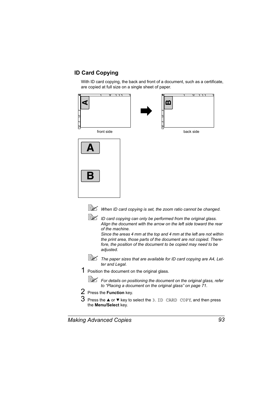 Id card copying, Id card copying 93 | Konica Minolta bizhub C10X User Manual | Page 107 / 236