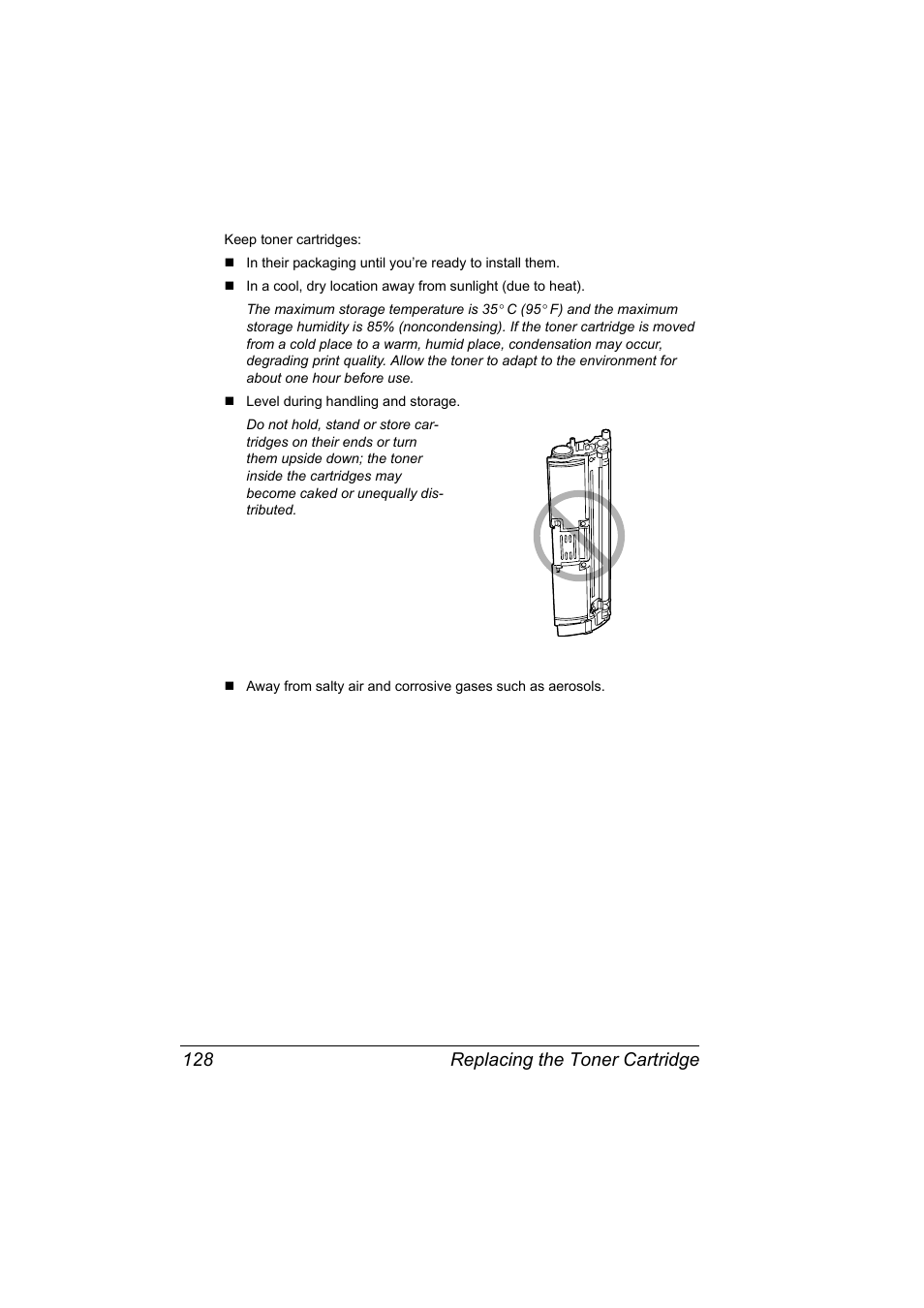 Replacing the toner cartridge 128 | Konica Minolta bizhub C10X User Manual | Page 142 / 236