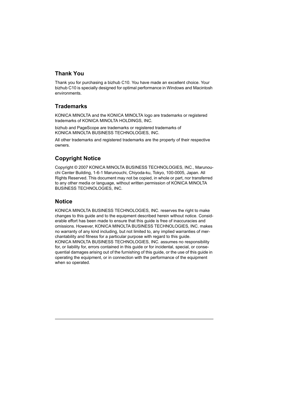 Konica Minolta bizhub C10X User Manual | Page 2 / 236