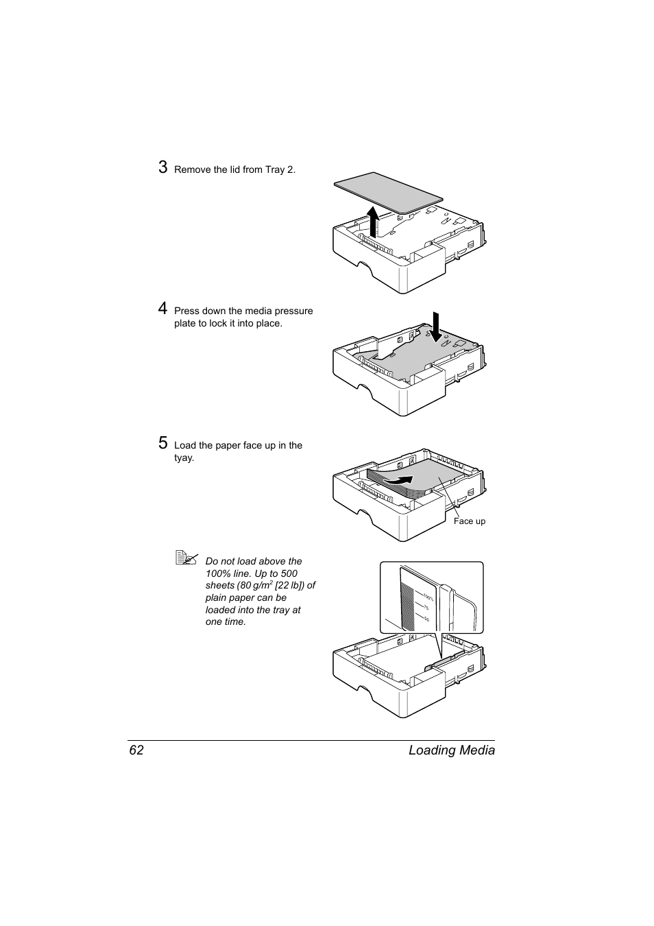 Loading media 62 | Konica Minolta bizhub C10X User Manual | Page 76 / 236