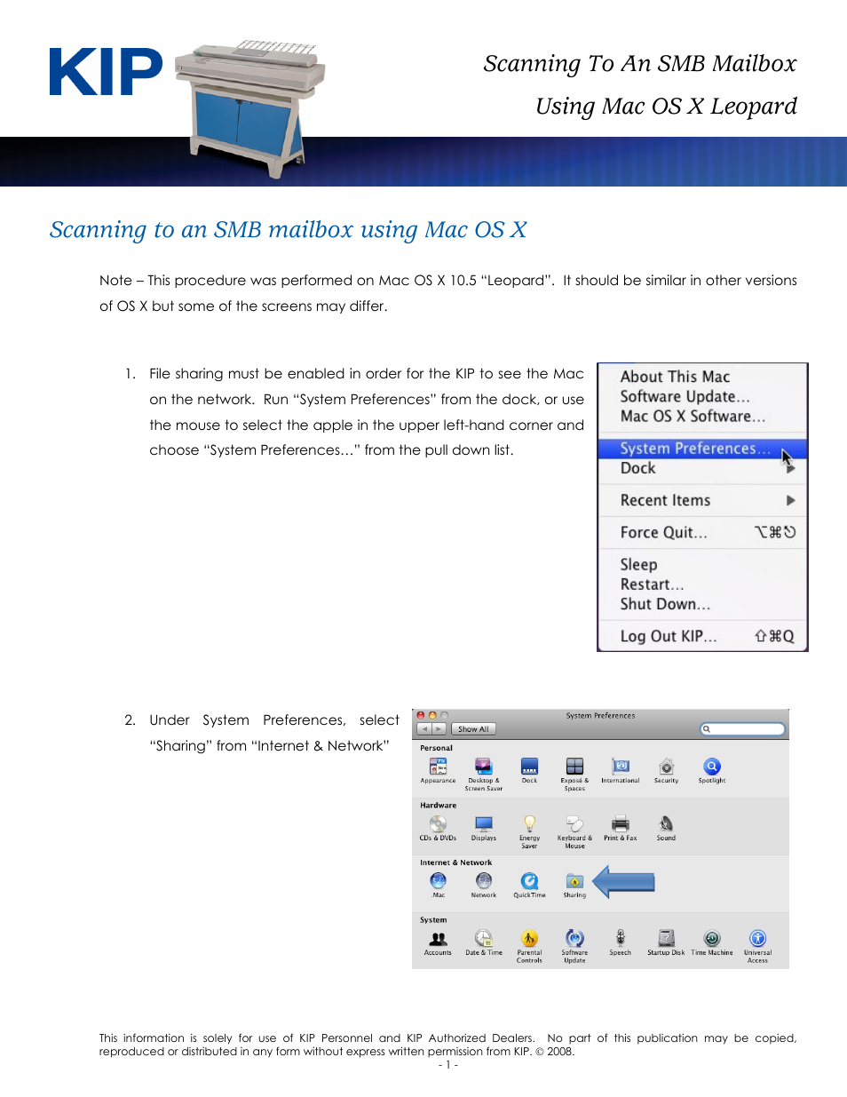 Scanning to an smb mailbox using mac os x leopard, Scanning to an smb mailbox using mac os x | Konica Minolta KIP Color 80 User Manual | Page 3 / 12