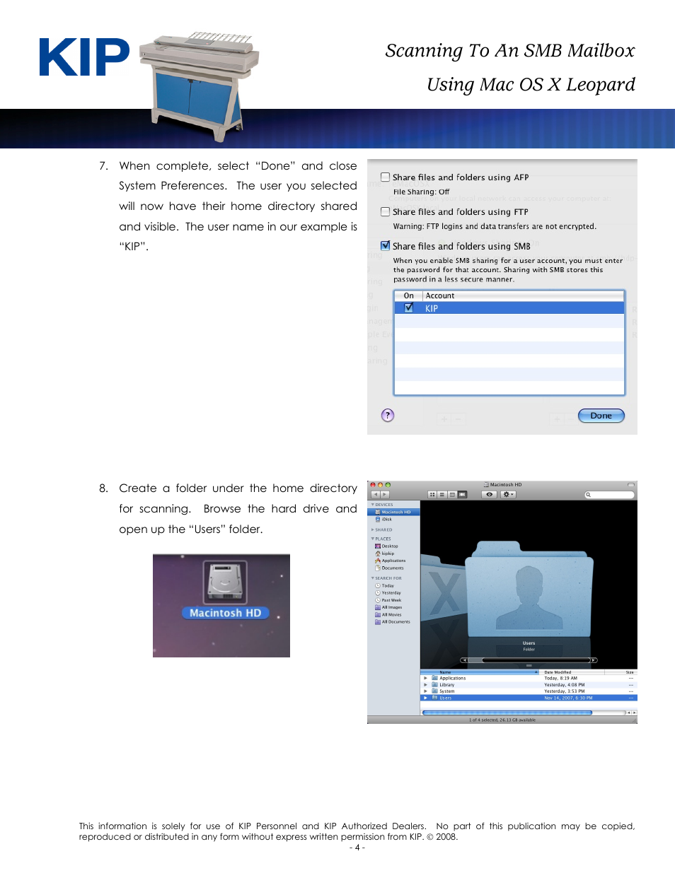 Scanning to an smb mailbox using mac os x leopard | Konica Minolta KIP Color 80 User Manual | Page 6 / 12