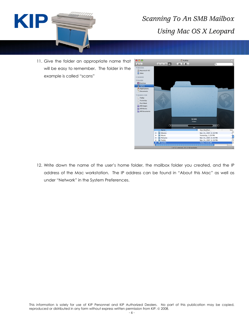 Scanning to an smb mailbox using mac os x leopard | Konica Minolta KIP Color 80 User Manual | Page 8 / 12