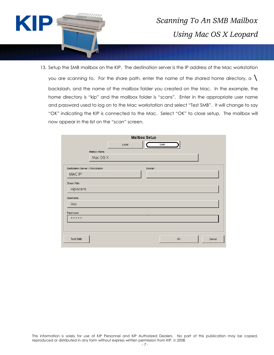 Scanning to an smb mailbox using mac os x leopard | Konica Minolta KIP Color 80 User Manual | Page 9 / 12