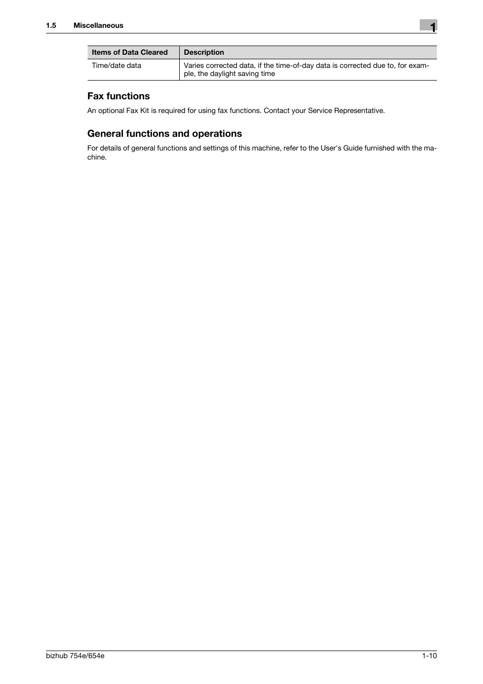 Fax functions, General functions and operations | Konica Minolta bizhub 654e User Manual | Page 13 / 58
