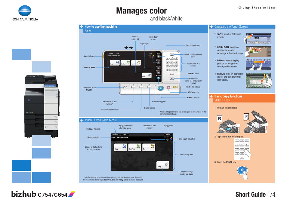 Konica Minolta bizhub C654 User Manual | 4 pages